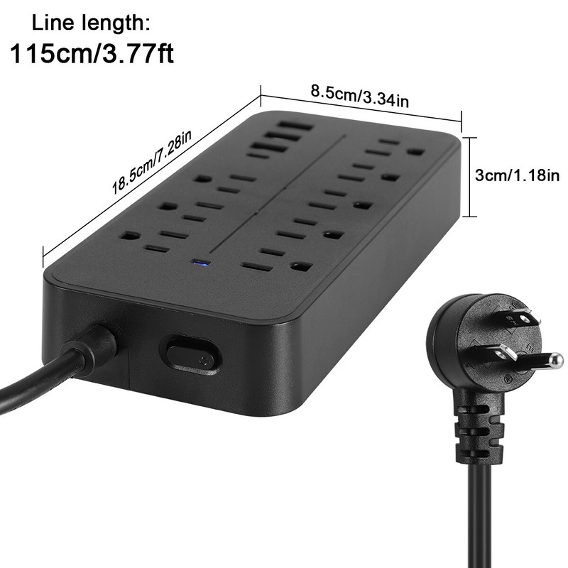 Wall Mountable Usb Surge Protector Power Strip With USB Ports 8 Outlet Plugs NEW gallery