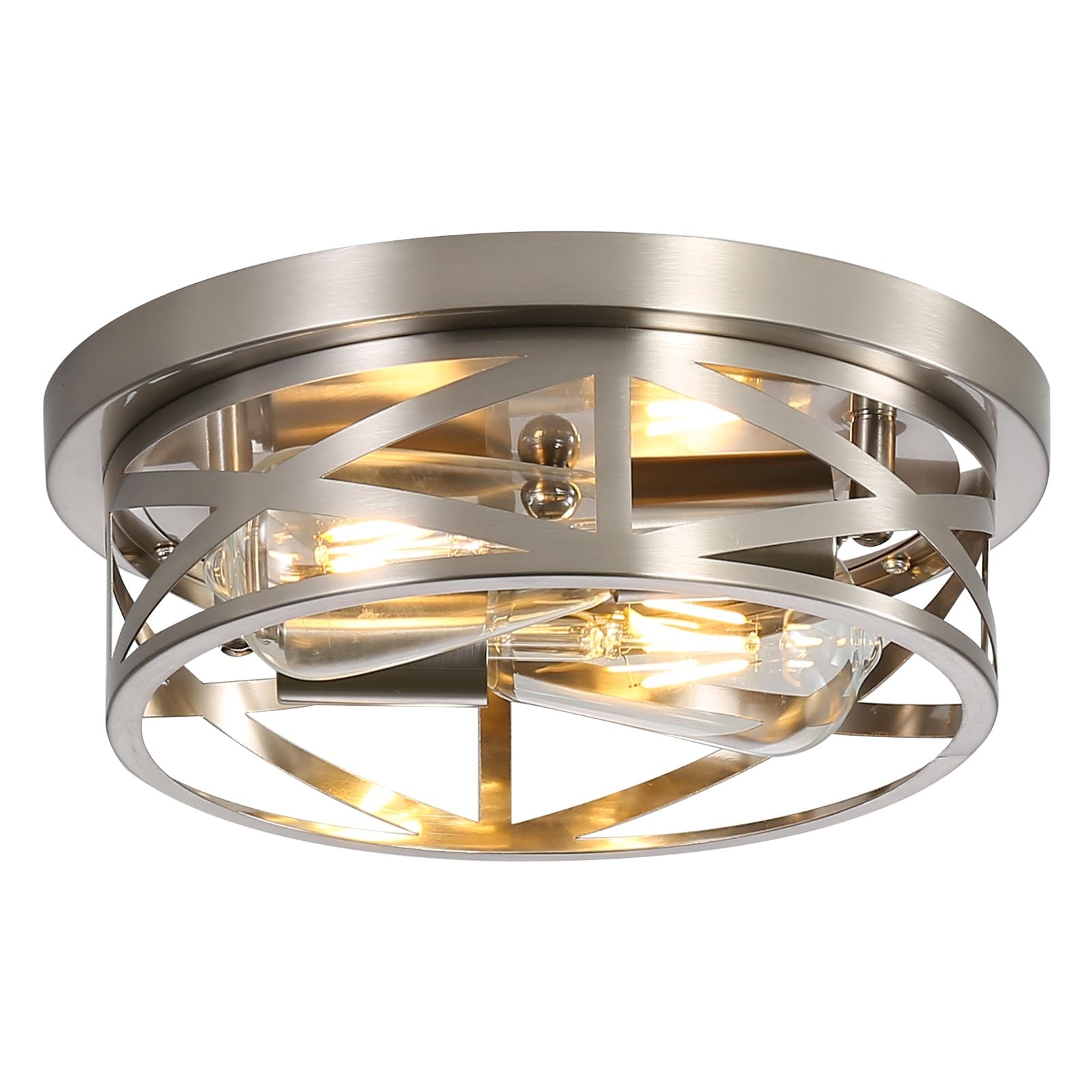 Close to Ceiling Light Fixtures, 2-Light Brushed Nickle Flush Mount Ceiling L... gallery