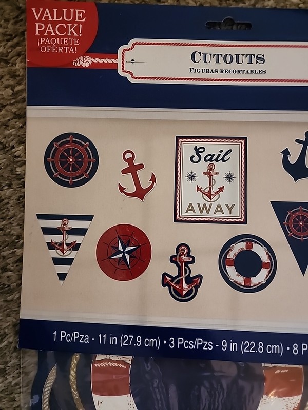 Amscan Nautical Cutouts 12pc Value Pack Party Celebration Various Prints & Sizes gallery