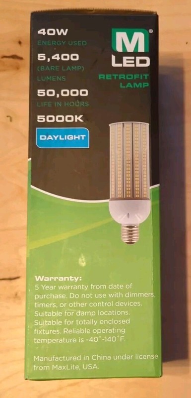 MaxLite 175w Replacement 40w LED 5000k Non-Dim Retrofit 5400 Lumen Par 26 NEW gallery