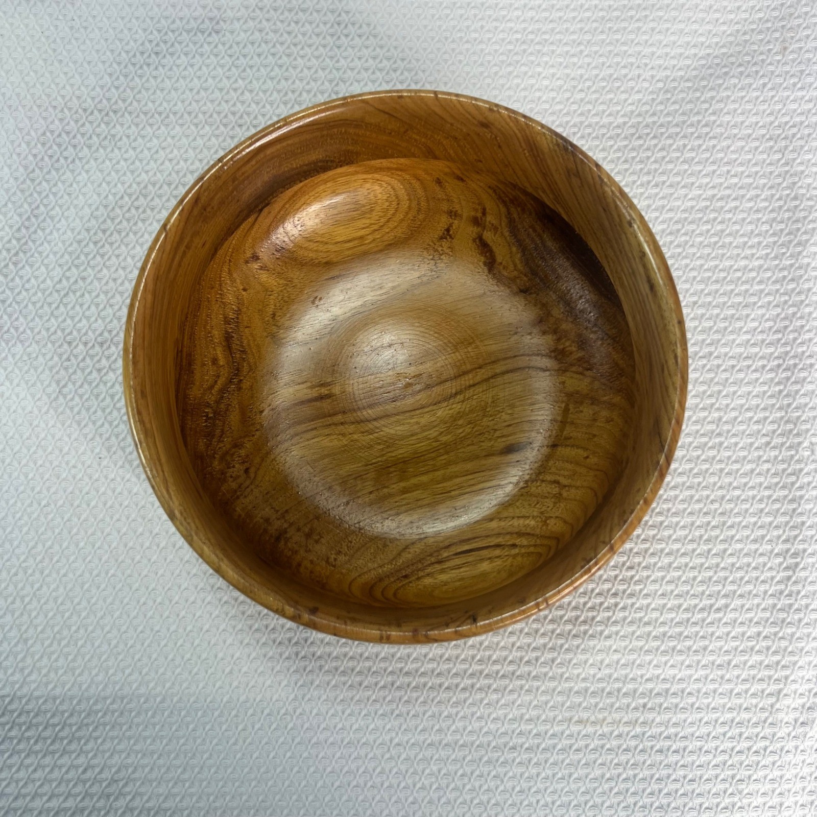 Handmade Solid Wood Decorative Bowl Round Rustic Brown 8.5 Inch Red Felt Base gallery