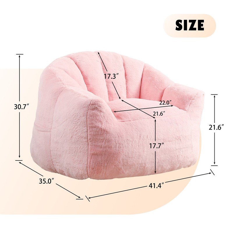 Giant Bean Bag Sofa Chair with Armrests, High-Density Foam Filler, Pink gallery