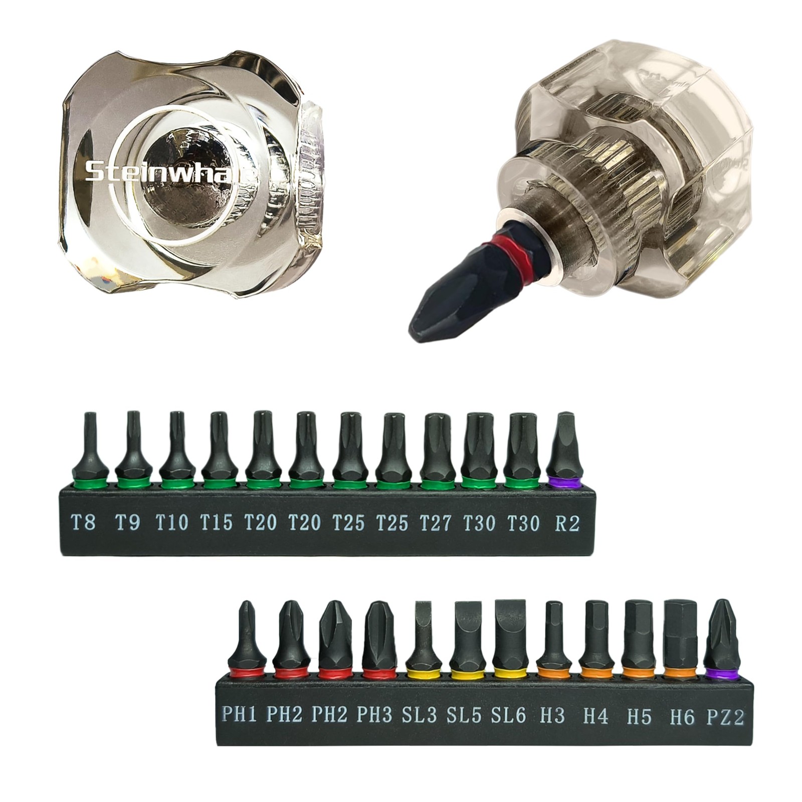 Steinwhale 25in1 Short Stubby Mini Screwdriver for Tight Space, Black gallery