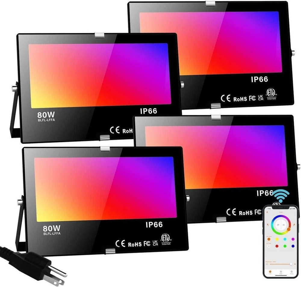 LED Outdoor 800W Equivalent Bluetooth Smart Color Change Landscape Flood Lights