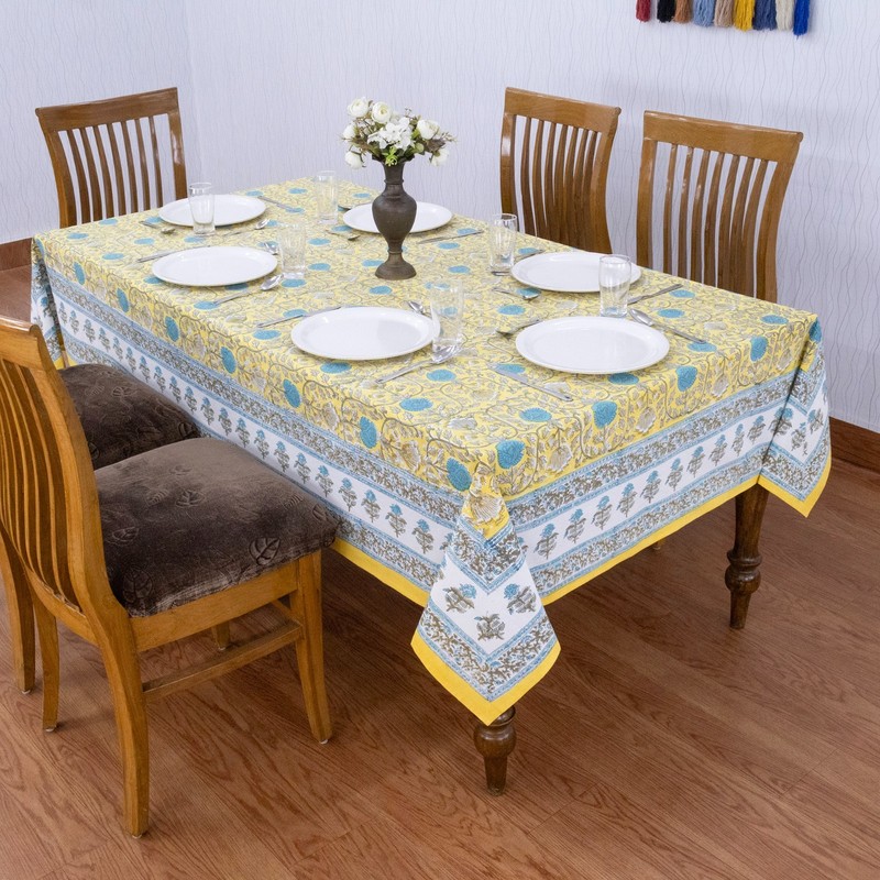 Hand Block Printed Tablecloth Cotton Table Cover Gift for Her Dining Tablecloth gallery