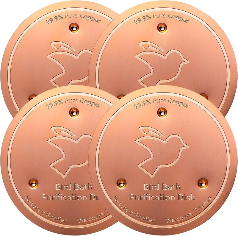 4-Pack 99.99% Pure Copper Bird Bath Disks - Natural Water Cleaner, All-Season gallery