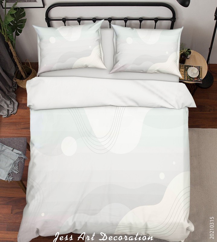 3D Geometric Abstract Line White Quilt Cover Set Bedding Sets Pillowcases 64 gallery
