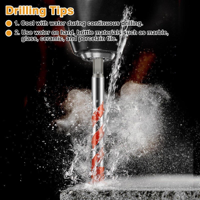10x Four-Blade Eccentric Drill Bit 1/4" 5/16" 3/8" 1/2" for Masonry Glass Tile gallery