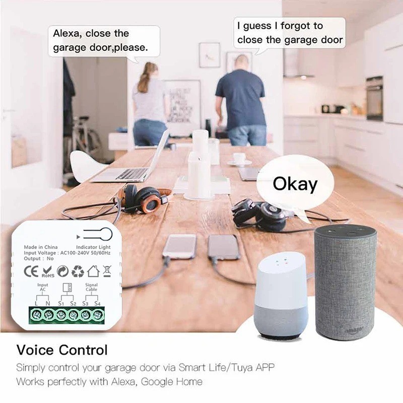 Tuya ZigBee Smart Garage Door Opener Controller Alexa Google Home App Remote gallery