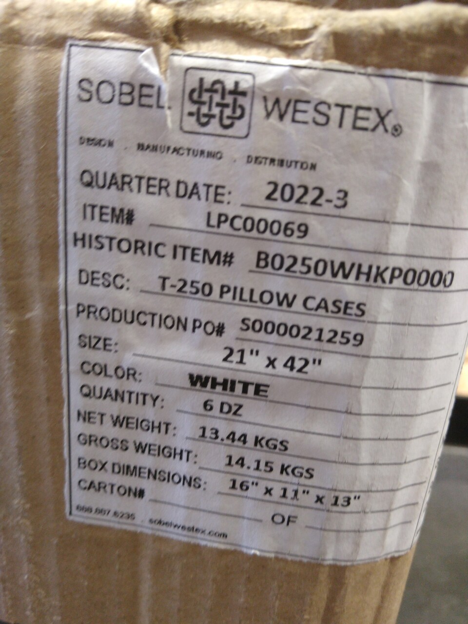 72-Pack SOBEL WESTEX White Pillow Cases 21"x42", T-250 , LPC00069 gallery