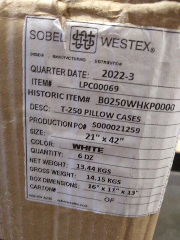 72-Pack SOBEL WESTEX White Pillow Cases 21"x42", T-250 , LPC00069 gallery