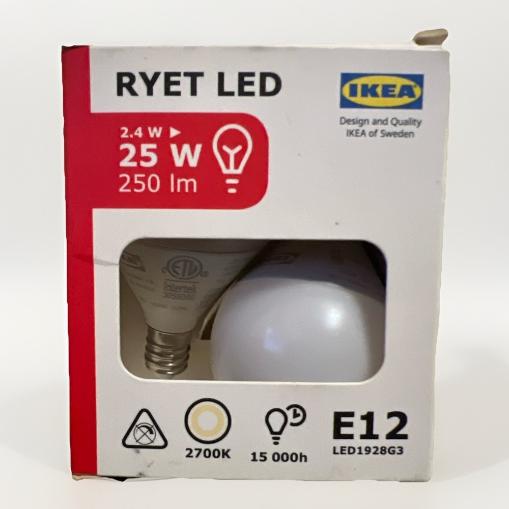 IKEA RYET LED Bulb E12 250 Lumen Globe Opal 2700 K / 2 Pack New!