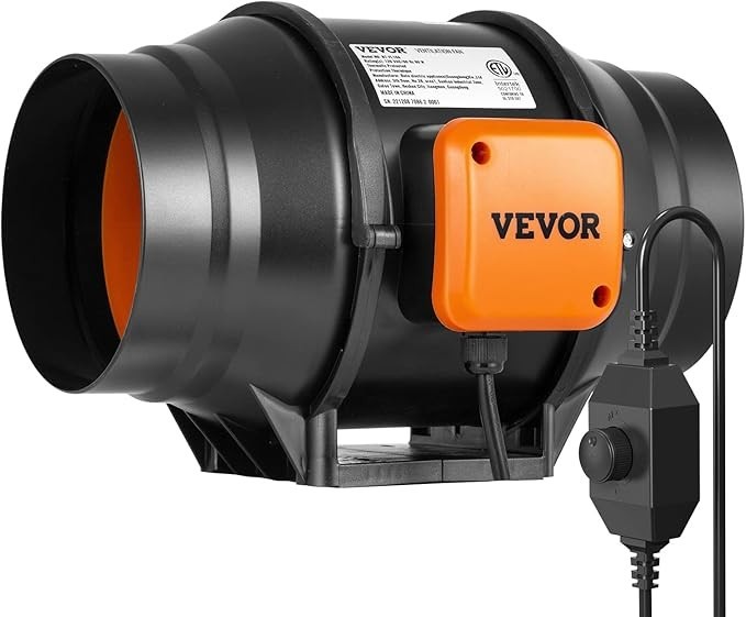 VEVOR Inline Duct Fan, 6-Inch 400 CFM with Variable Speed Controller - Black gallery