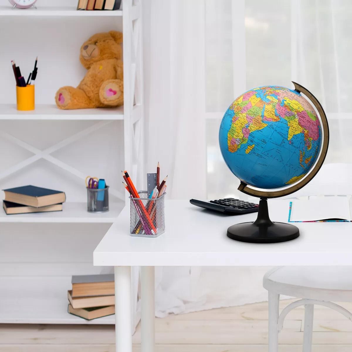 13'' World Globe Earth Ocean Rotating World Map Geography w/ Stand Desktop Large gallery