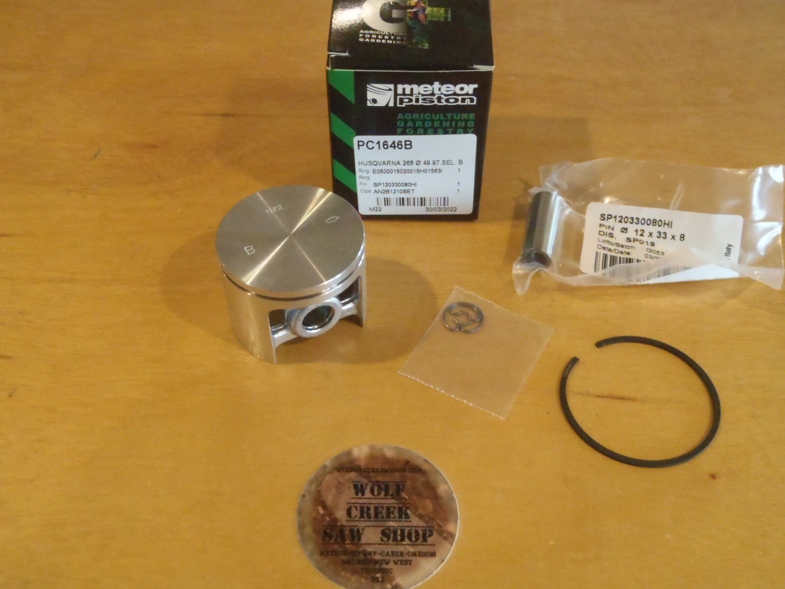 Meteor windowed piston kit for Husqvarna 266 266xp 268 268xp 50mm Caber ring gallery