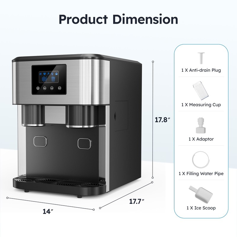 2 in 1 Countertop Ice Cube Maker 33lbs/Day with Water Dispenser Combo Machine gallery