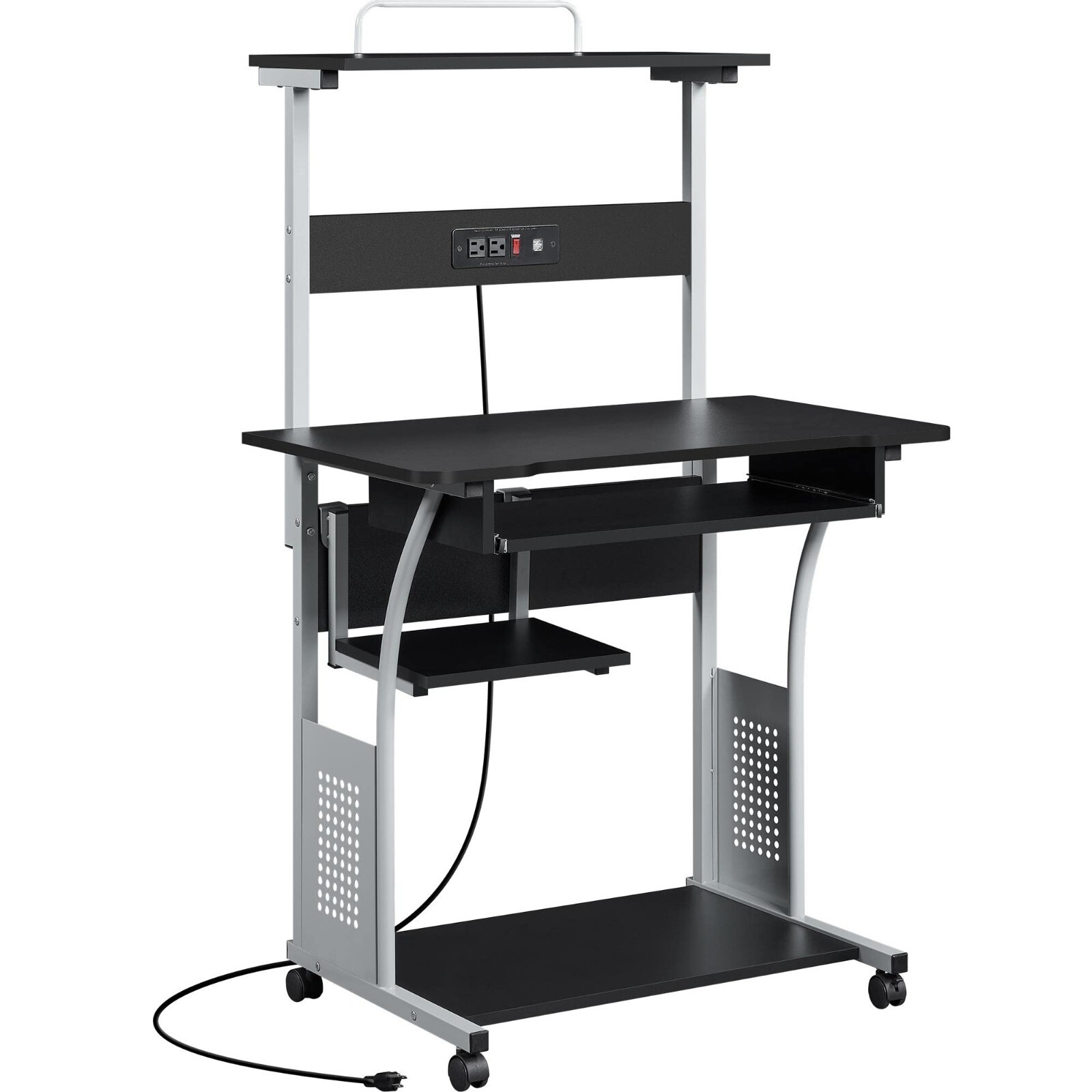Home Office Compact Study Table w/ Wheels Rolling Computer Desk for Small Space gallery
