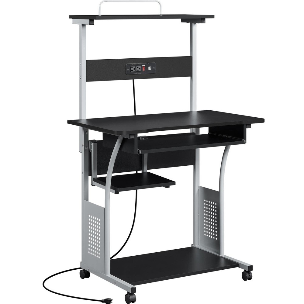 Home Office Compact Study Table w/ Wheels Rolling Computer Desk for Small Space