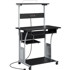 Home Office Compact Study Table w/ Wheels Rolling Computer Desk for Small Space