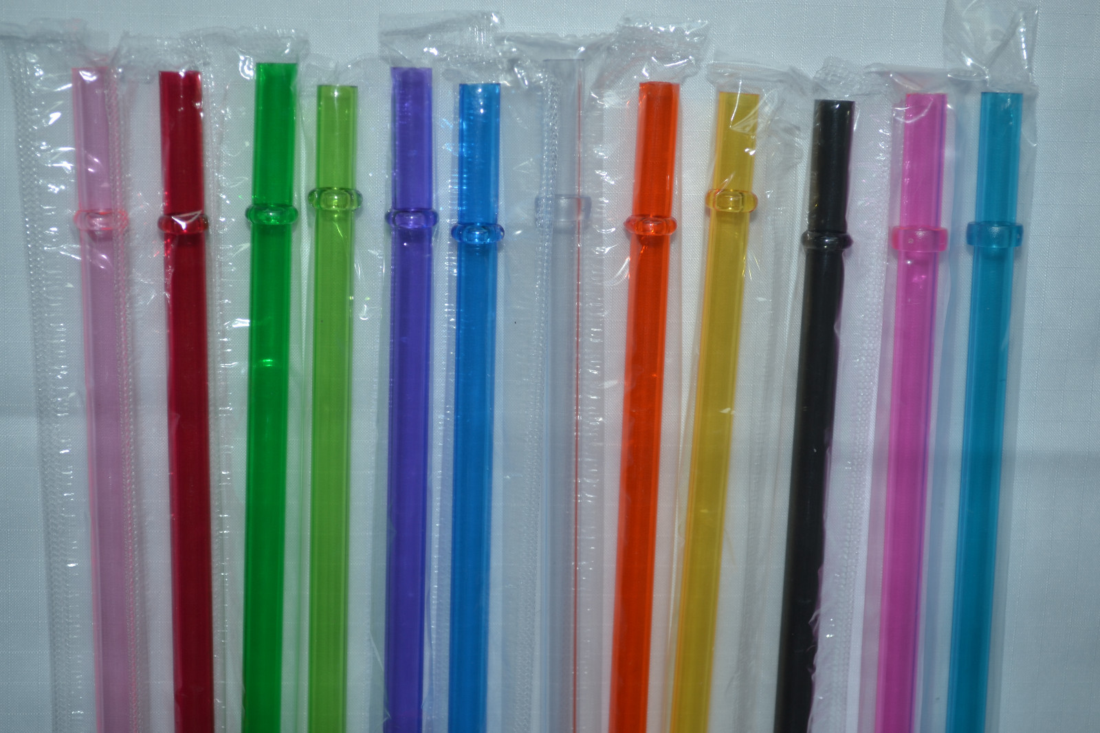 Reusable Straws Clear Solid Colors Plastic Acrylic 9” Rings BPA Free Sealed #2 gallery