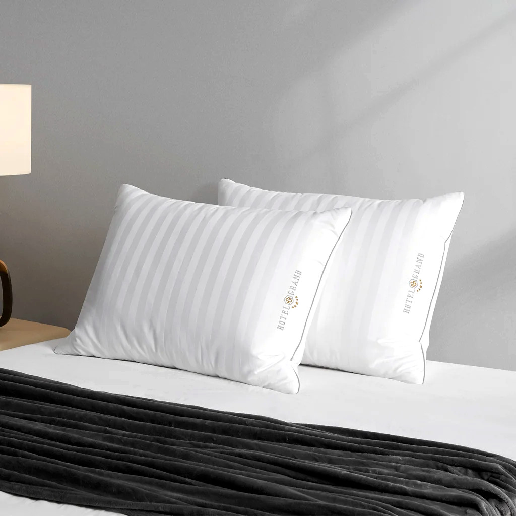 NEW HOTEL GRAND FEATHER DOWN SOFTY AROUND PILLOW 2 PACK, JUMBO 20" X 28" gallery