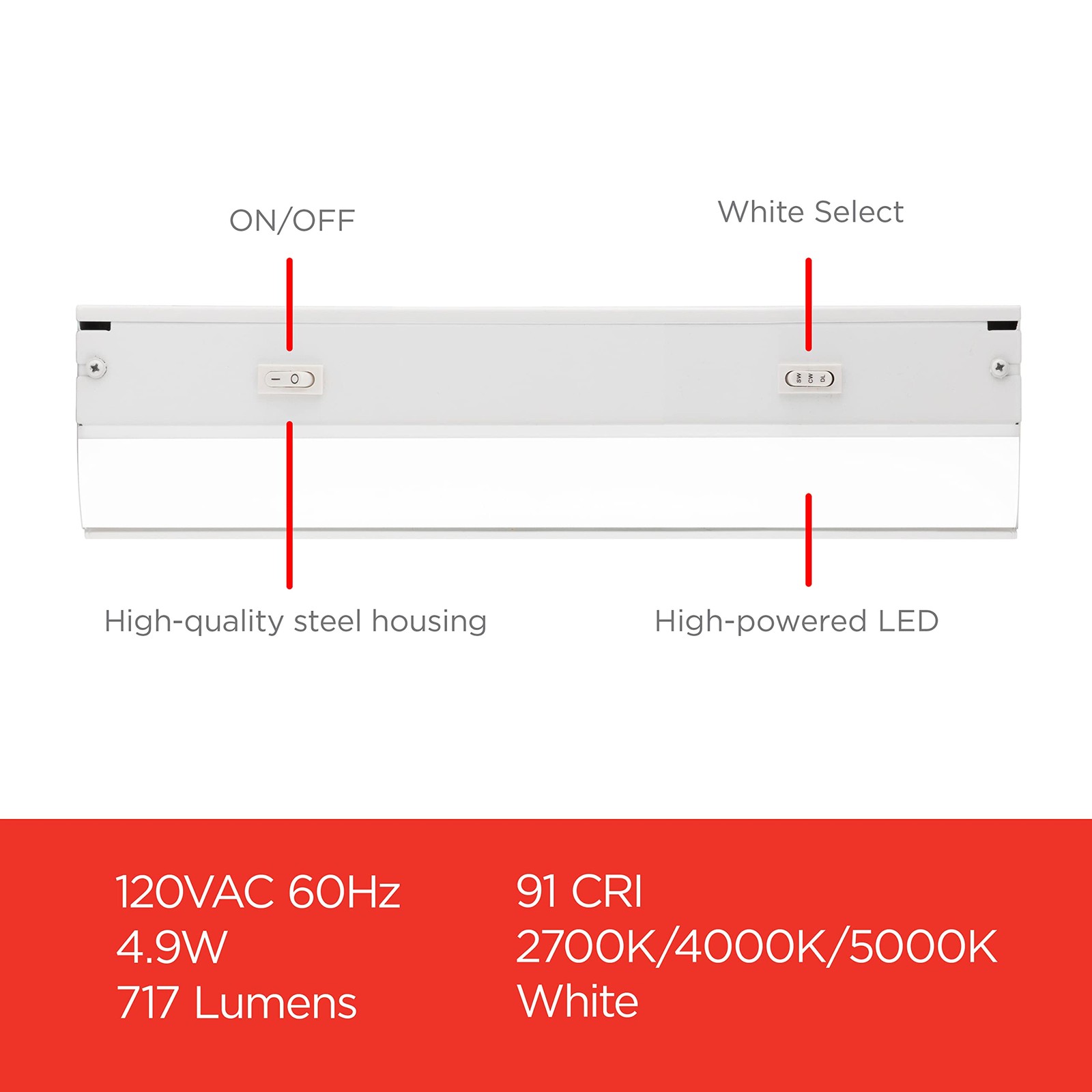 UltraPro 18in Hardwired Under Cabinet Light 3 Color Dimmable 45367 LED gallery