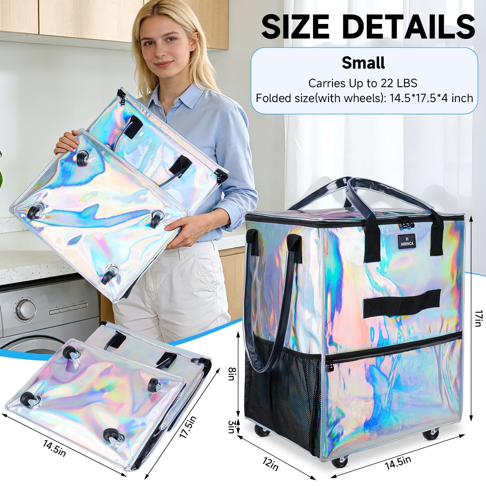Mrinca Reusable Grocery Bag On Wheels Foldable Shopping Trolley Enhanced gallery