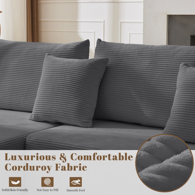 Boneless Couch L-shaped Modular sofa, Wide arms, Soft foam, No Assembly Required gallery