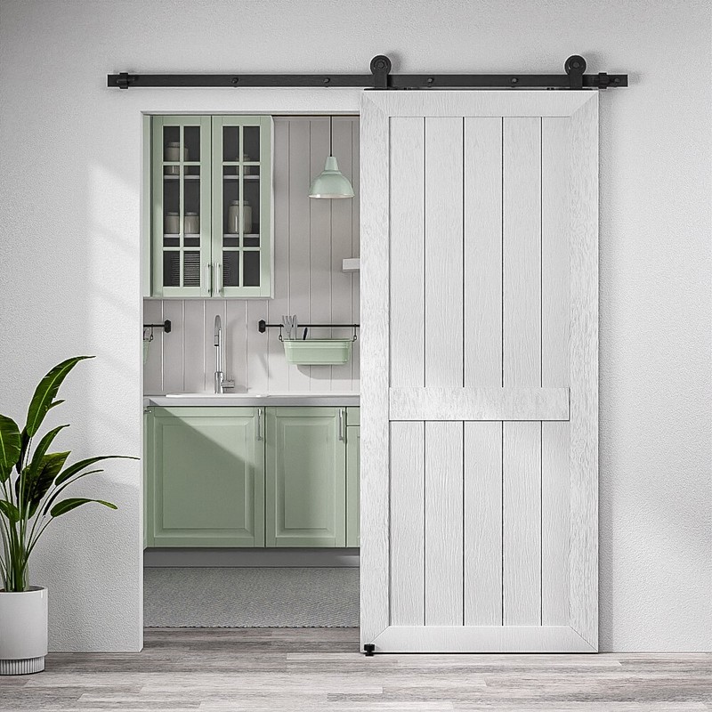 4FT-20FT Sliding Barn Door Hardware Kit Single/Double Door with Adjustable Guide gallery