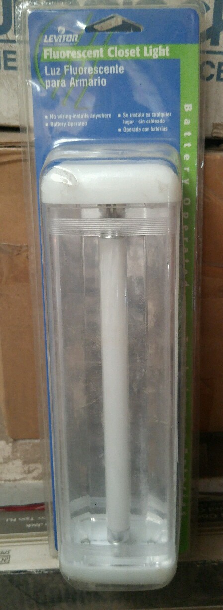 (C) Leviton 6519-10 Fluorescent Closet Light Battery Operated No Wiring gallery