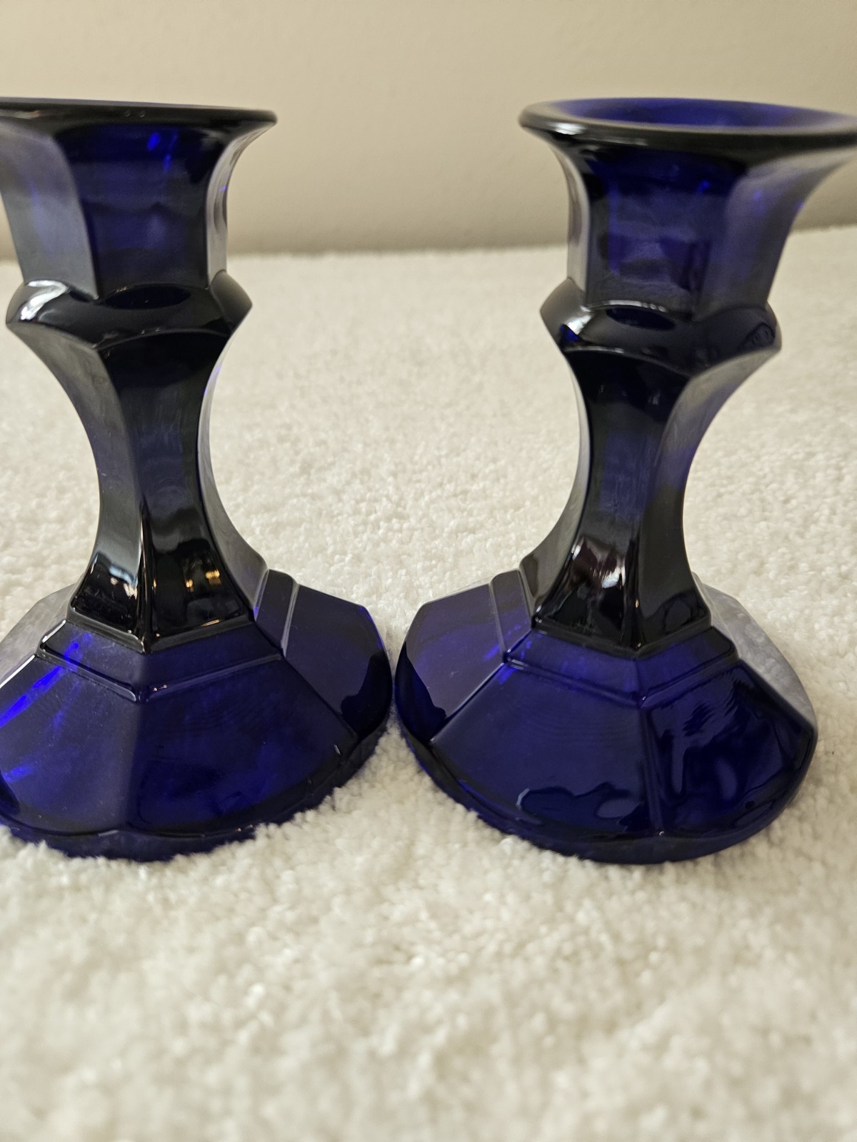 Cobalt Blue Glass Candlesticks One Pair gallery