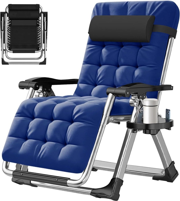 NAIZEA Outdoor Padded Lawn Recliner Zero Gravity Chair Folding Chaise Chairs&Mat gallery