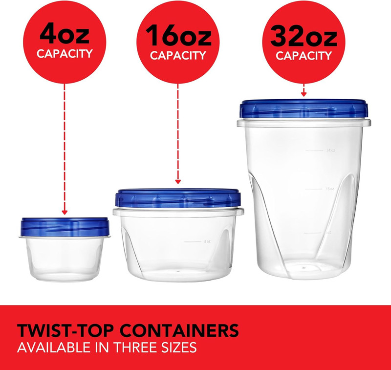 4Oz Plastic Containers with Twist Top Lids (6 Pack), 1/2 Cup Small Freezer Conta gallery