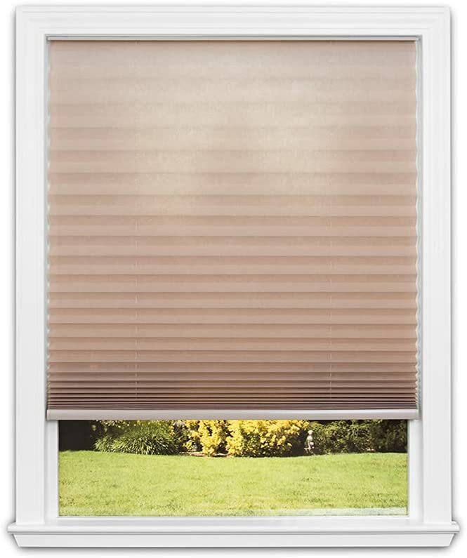 Semi-Sheer Ecru Pleated Shades Window Blinds Cordless Tan 28" W X 64" H FLB-92 gallery