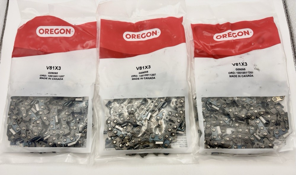 OREGON 3-Pack V81X3 Chainsaw Chains 20" Bar 81 DL's, .063 Ga, .325 Pitch