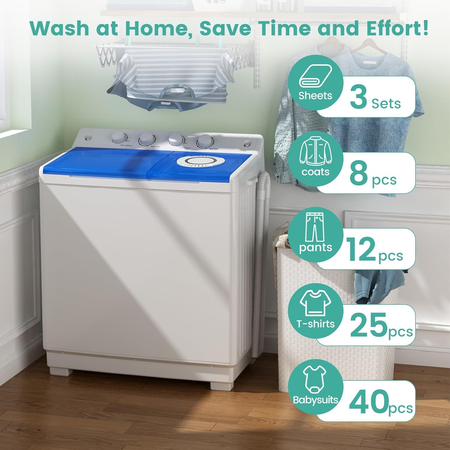 48 Lbs Portable Washing Machine Large Portable Washer for Apartments gallery