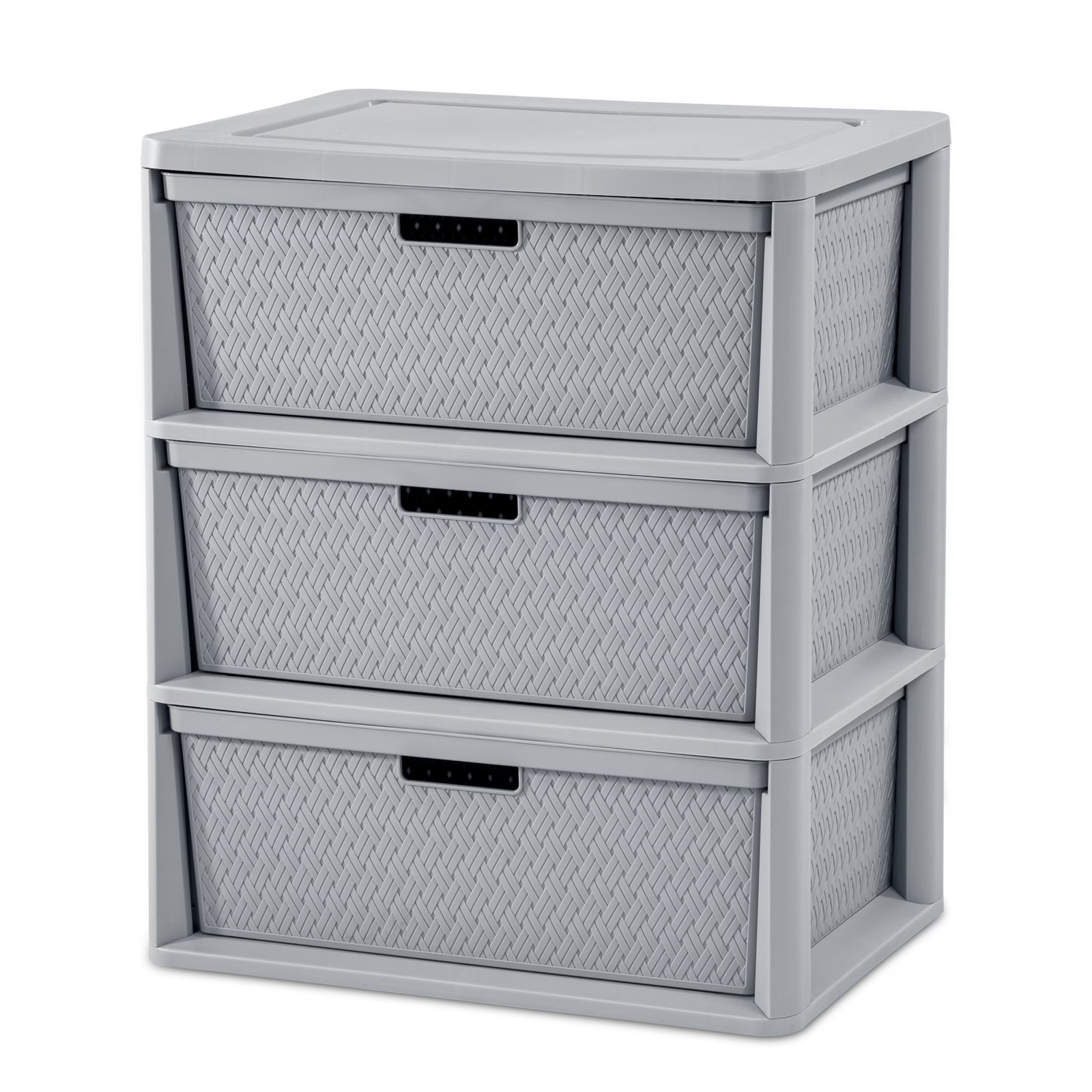 Wide 3 Drawer Tower, Plastic Storage Organizer with Removable Decorative Bins, E gallery