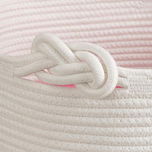 Large Rope Basket – 16''x13'' Decorative Woven Basket 40L (16"W x 13"H) Pink gallery