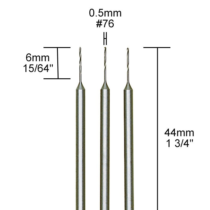 Tungsten vanadium micro twist drills, 3 pcs., Ø 1/64" (0,5 mm) gallery