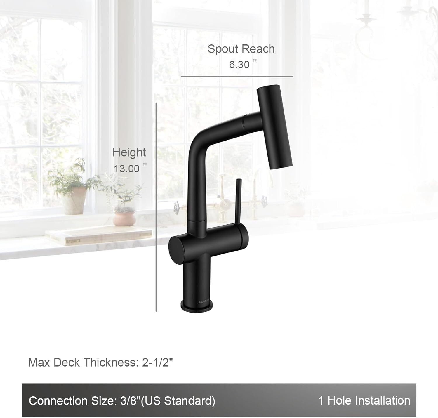 AguaStella® Matte Black Kitchen Sink Bar Faucet with Pull Down Sprayer gallery