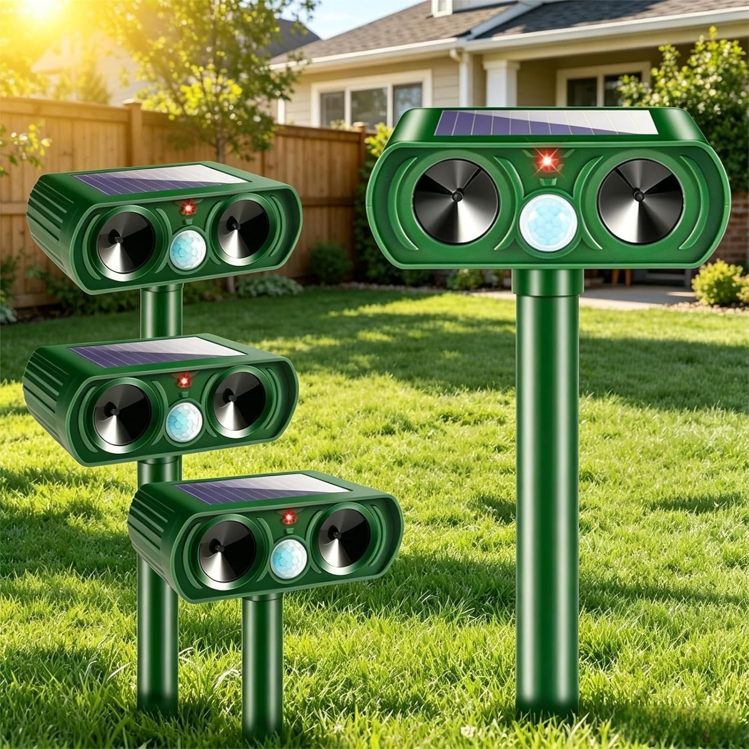 4 Pack Solar Ultrasonic Animal Repellent Devices Waterproof Deterrent Motion gallery