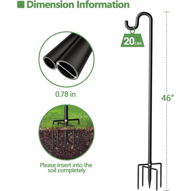 46" Shepherds Hooks for Outdoor Bird Feeder Pole With 5 Prong Base Adjustable gallery