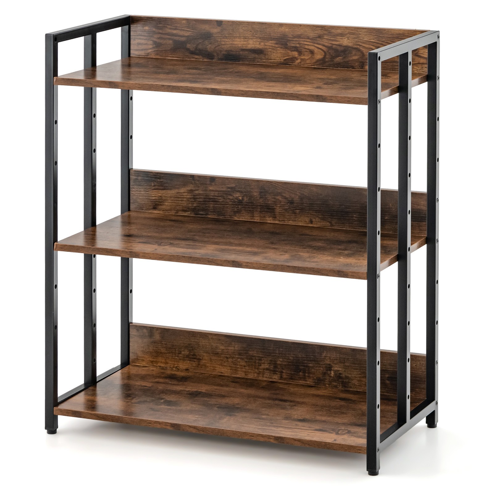 3-Tier Industrial Bookcase Versatile Bookshelf Storage Rack w/3 Installation gallery