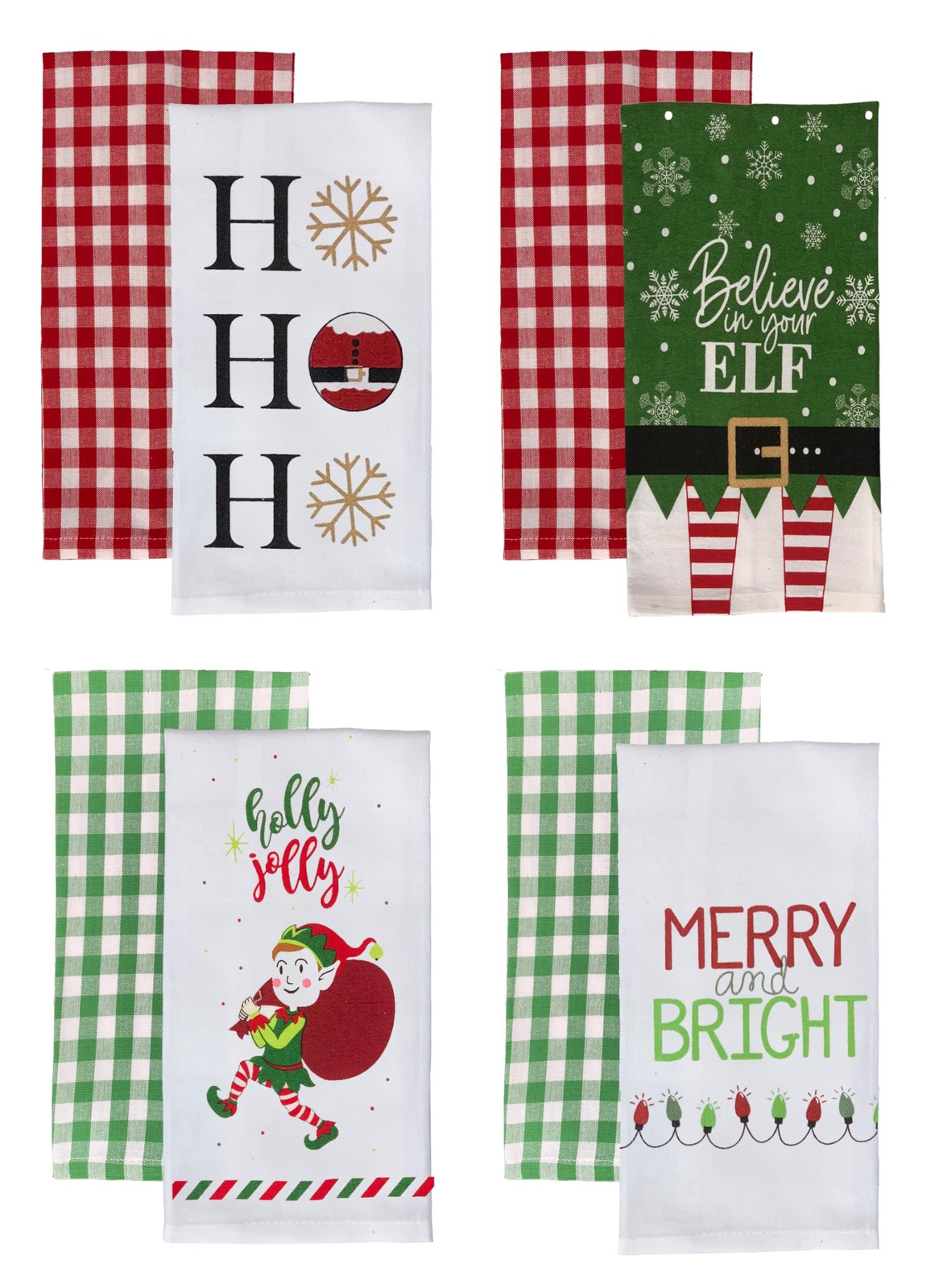 Christmas Kitchen Towels Holiday Buffalo Plaid Flour Sack 15x25 Inch Cotton gallery