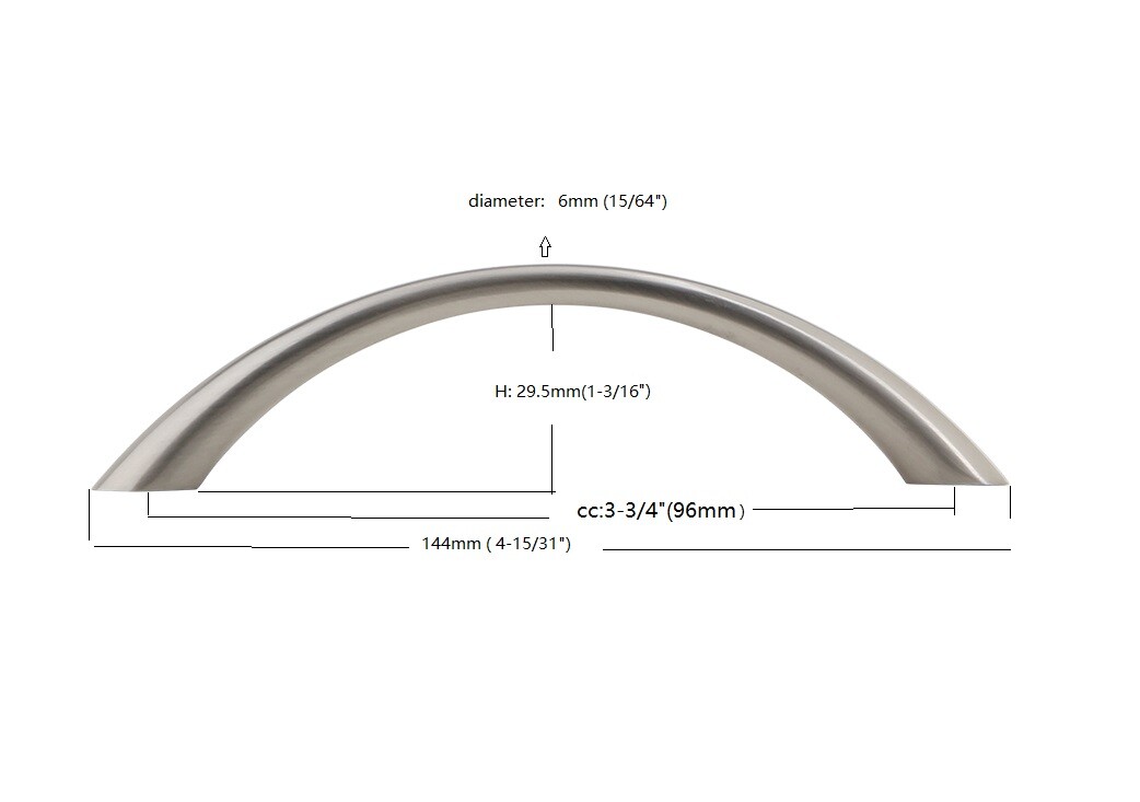 Silverline P2000 Streamlined Cabinet Hardware Pull Handle CC: 3" - 5" Arch Bow gallery