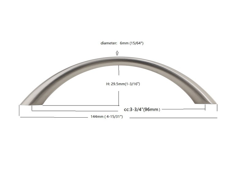 Silverline P2000 Streamlined Cabinet Hardware Pull Handle CC: 3" - 5" Arch Bow gallery