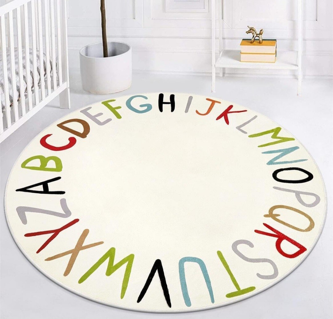 ABC Round Kids Rug Play Mat for Playroom, Alphabet Learning 59 Inches Colorful gallery