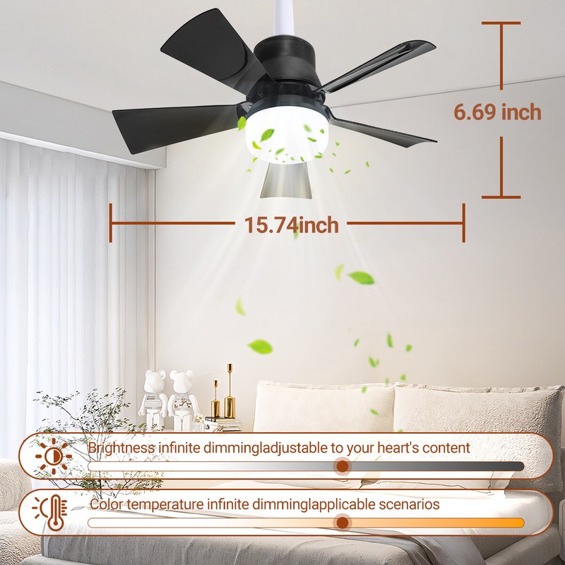 2 In 1 E27 Ceiling Socket Fan 30W with Dimmable LED Light Remote Control 3 Speed gallery