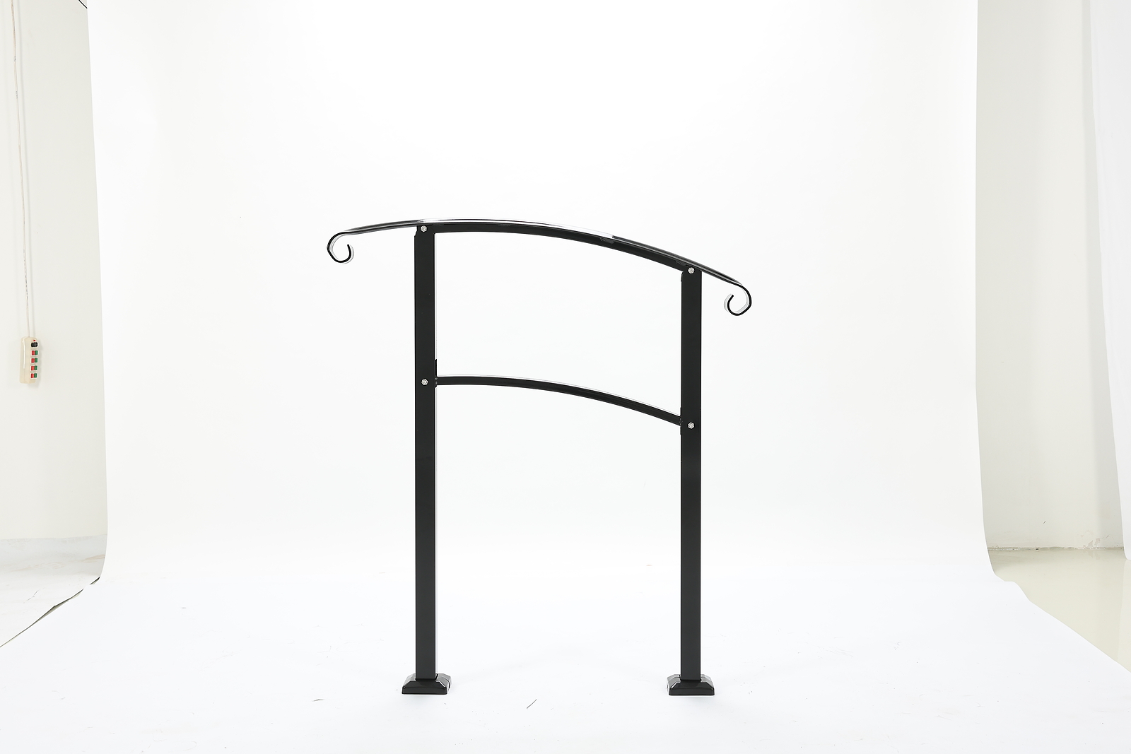 For 2 or 3 Step w/Hardware Black Steel Home Garden Step Hand Rail Handrail gallery