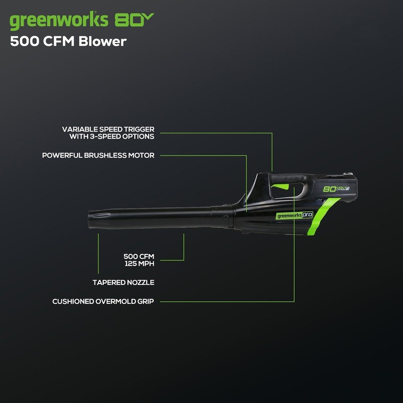 Greenworks 80V 16" String Trimmer and 500CFM Leaf Blower Combo with 2Ah Battery gallery
